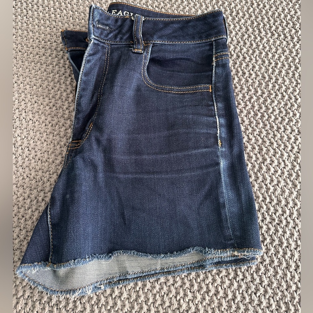 American Eagle Outfitters Navy High-Rise Cutoff Denim Shorts - Picture 3 of 11